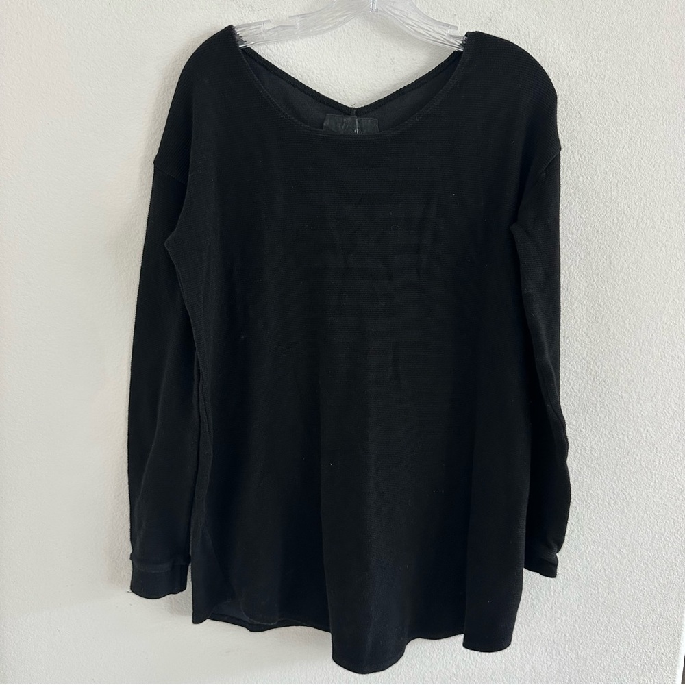 Reformation Ribbed Black Long Sleeve Scoop Neck Sweater Top Size: L‎